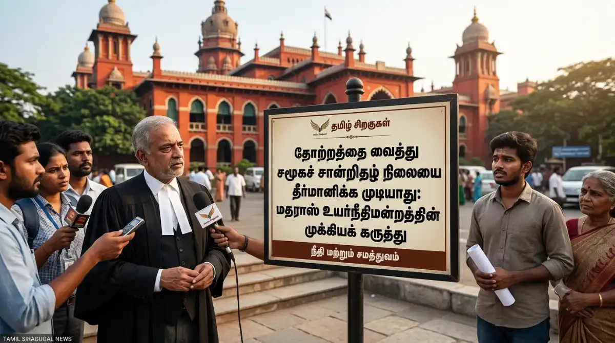 தோற்றத்தை வைத்து சமூகச் சான்றிதழ் நிலையை தீர்மானிக்க முடியாது: மதராஸ் உயர்நீதிமன்றத்தின் முக்கியக் கருத்து