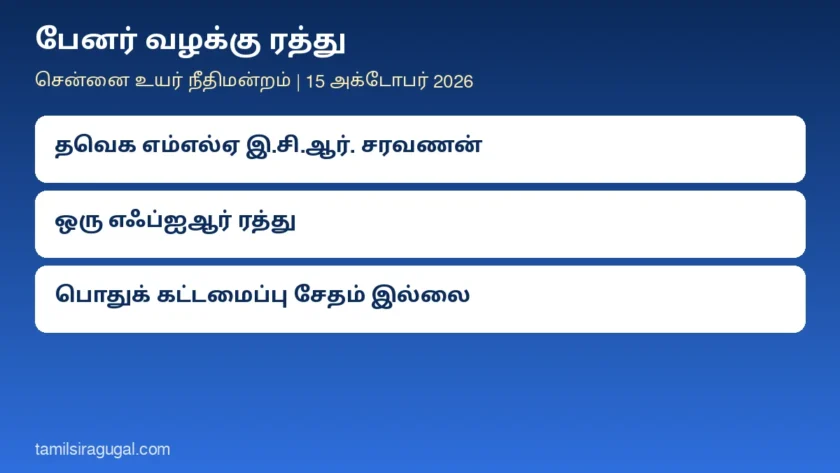 பேனர் வழக்கு ரத்து: தவெக எம்எல்ஏ இ.சி.ஆர். சரவணன் மீதான எஃப்ஐஆர்-ஐ ரத்து செய்தது சென்னை உயர் நீதிமன்றம் – ‘பொதுச் சொத்து சேதம் இல்லை’