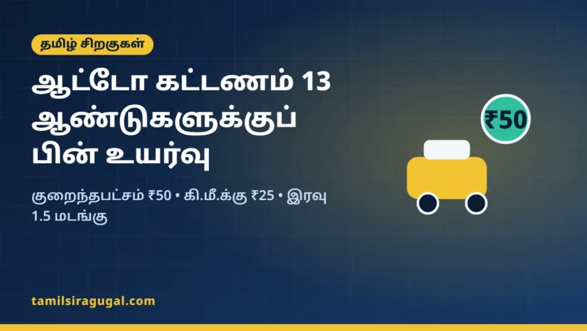 ஆட்டோ கட்டணம் 13 ஆண்டுகளுக்குப் பிறகு உயர்வு: குறைந்தபட்சம் ₹50, இரவில் 1.5 மடங்கு