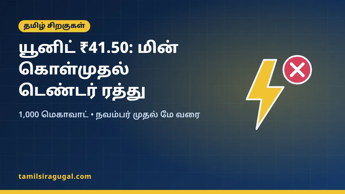 யூனிட் ₹41.50: 1,000 மெகாவாட் மின் கொள்முதல் டெண்டர் ரத்து – பின்னணி என்ன?
