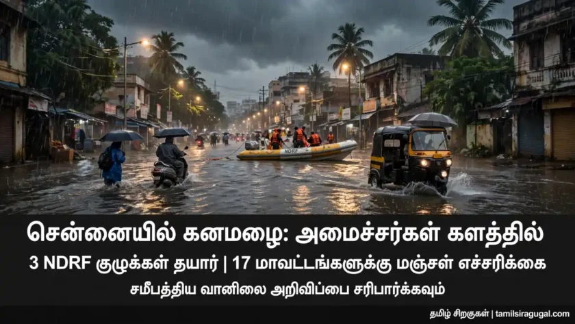 சென்னையில் கனமழை_ அமைச்சர்கள் களத்தில் Sub line_ 3 NDRF குழுக்கள் தயார்