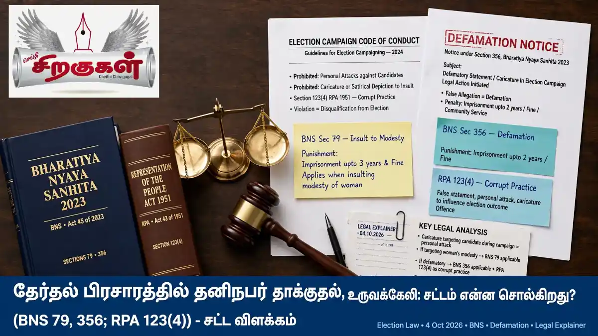 தேர்தல் பிரசாரத்தில் தனிநபர் தாக்குதல், உருவக்கேலி: சட்டம் என்ன சொல்கிறது? (BNS 79, 356; RPA 123(4))